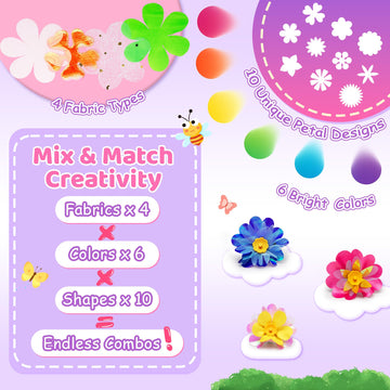Kiditos Flower Making Kit for Kids DIY Bouquet - Flower Toy Craft Kits Toys for 4 5 6 7 8 Year Old Girls & Educational Cards, Arts and Crafts Birthday