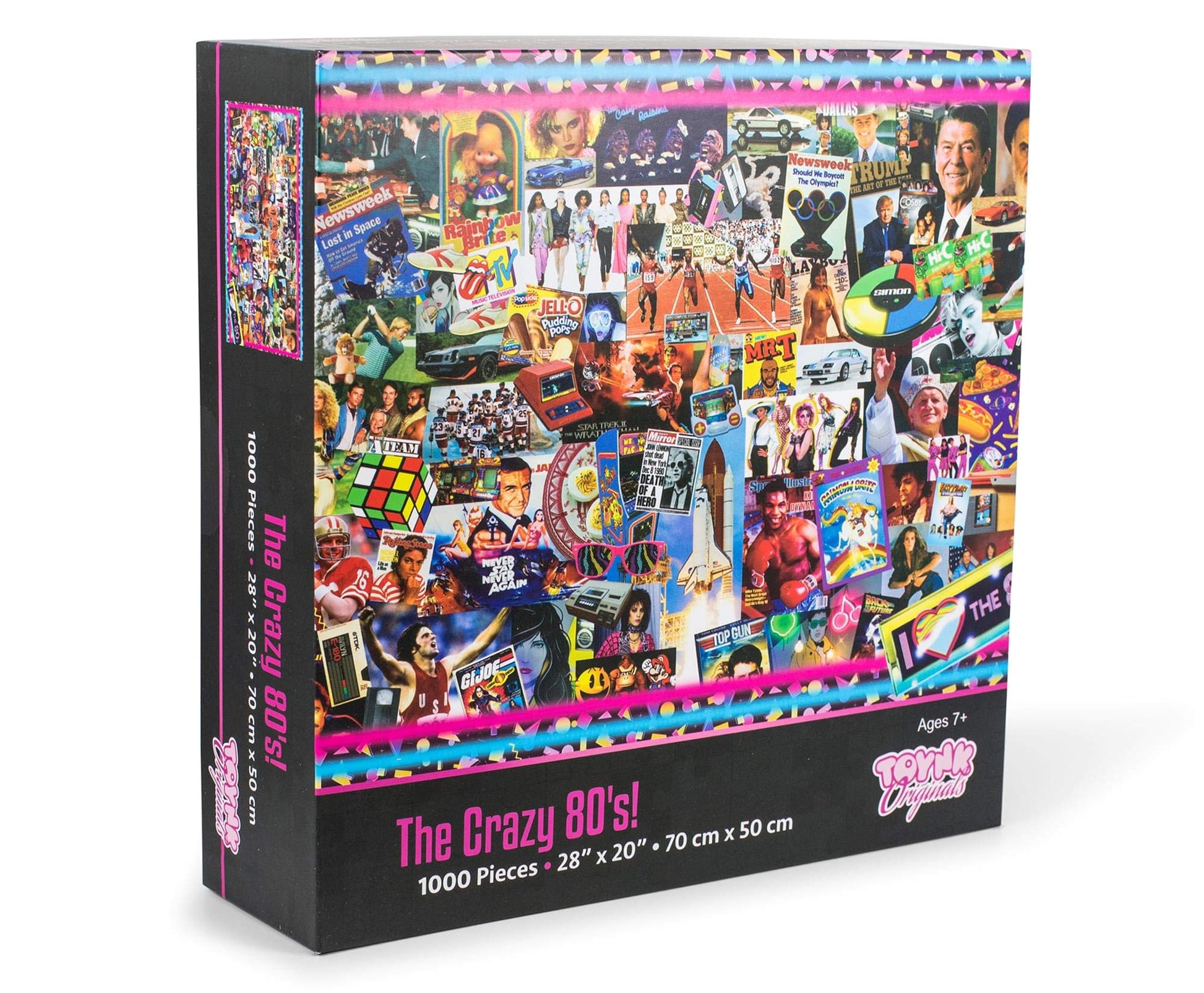 The Crazy 80's! Retro Puzzle for Adults and Kids | 1000 Piece Jigsaw Puzzle Toy | Interactive Brain Teaser for Family Game Night | 28 x 20 Inches