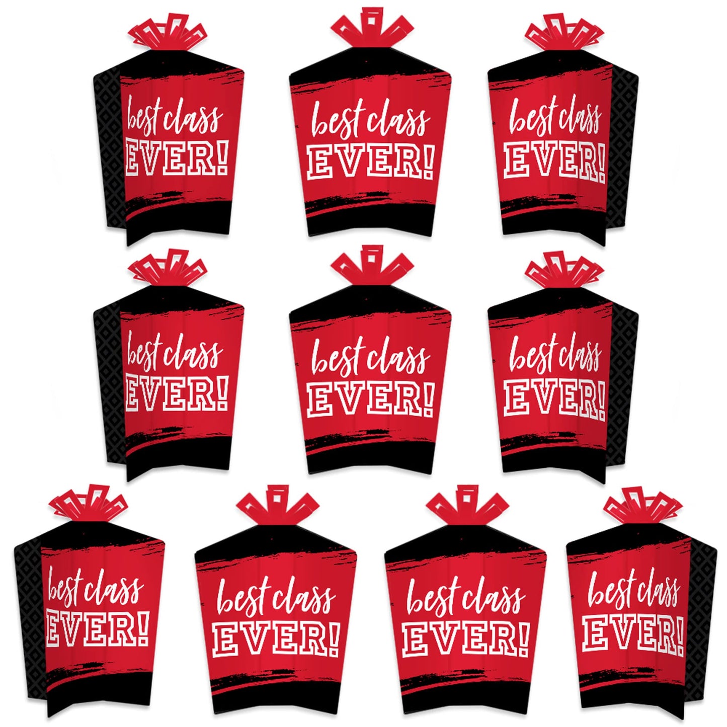 Big Dot of Happiness Reunited Red - Table Decorations - School Class Reunion Party Fold and Flare Centerpieces - 10 Count