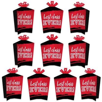 Big Dot of Happiness Reunited Red - Table Decorations - School Class Reunion Party Fold and Flare Centerpieces - 10 Count