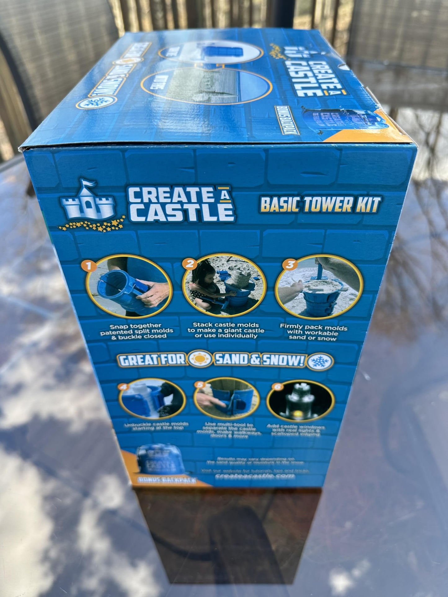 Create A Castle Sandcastle Kit as Seen on Shark Tank, 4 Piece Outdoor Beach Toy Set for Kids and Adults, Towers, Building Tools, Portable Mesh Storage