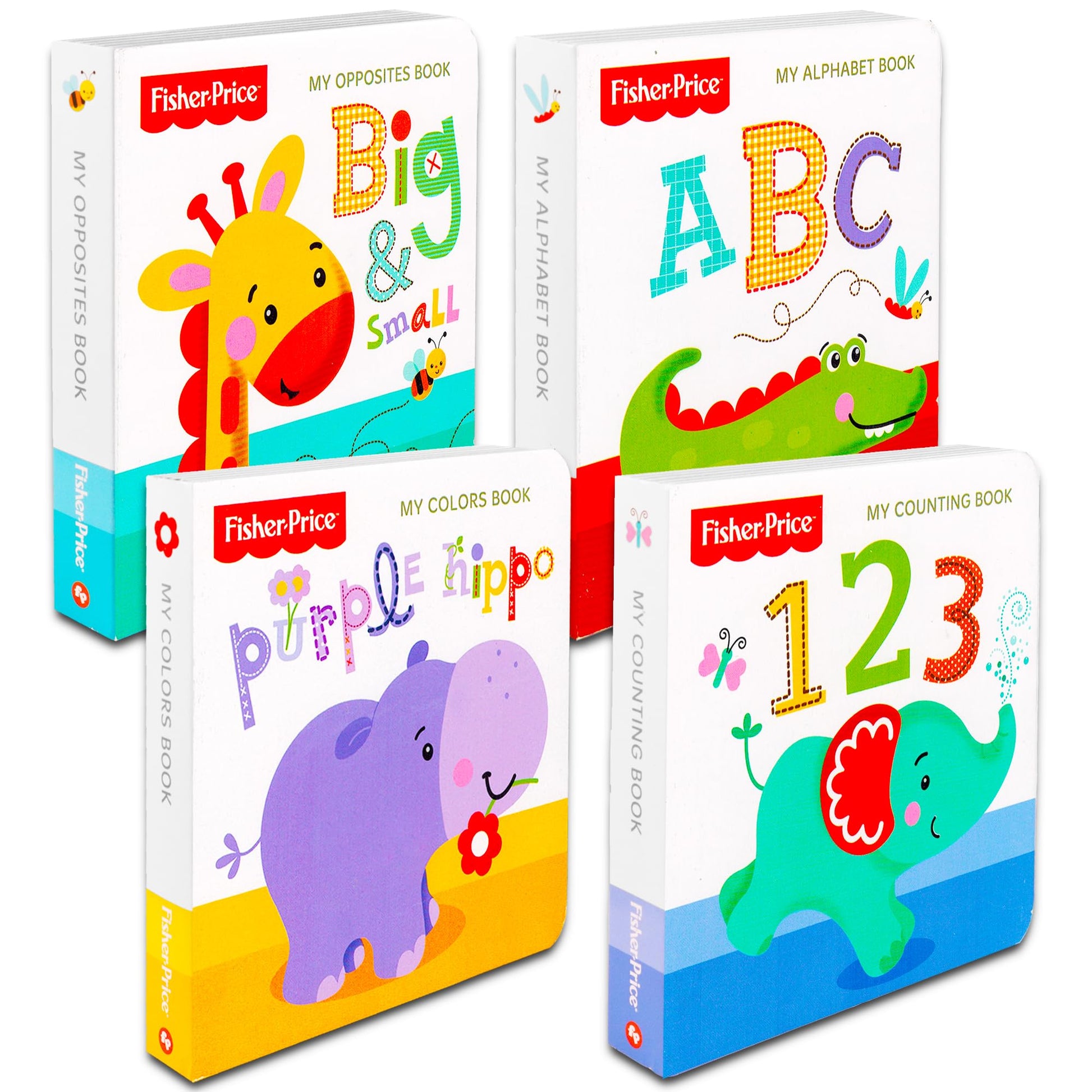 Fisher-Price My First Books Set of 4 Board Books: ABC, Colors, Numbers, Opposites for Toddlers