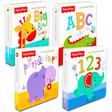 Fisher-Price My First Books Set of 4 Board Books: ABC, Colors, Numbers, Opposites for Toddlers