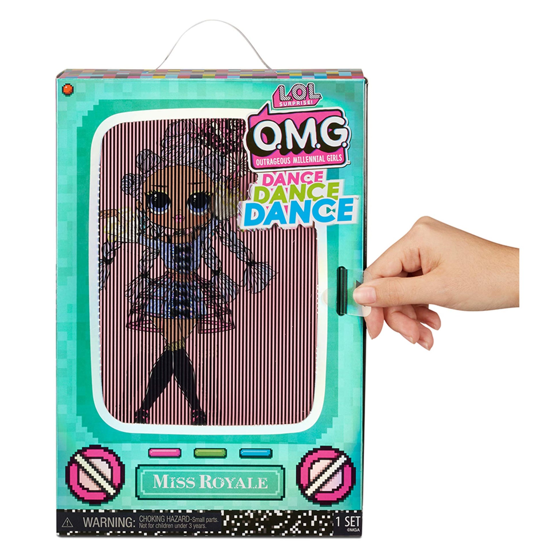 L.O.L. Surprise! OMG Dance Miss Royale Fashion Doll with 15 Surprises Including Magic Black Light, Shoes, Hair Brush, Doll Stand and TV Package - for