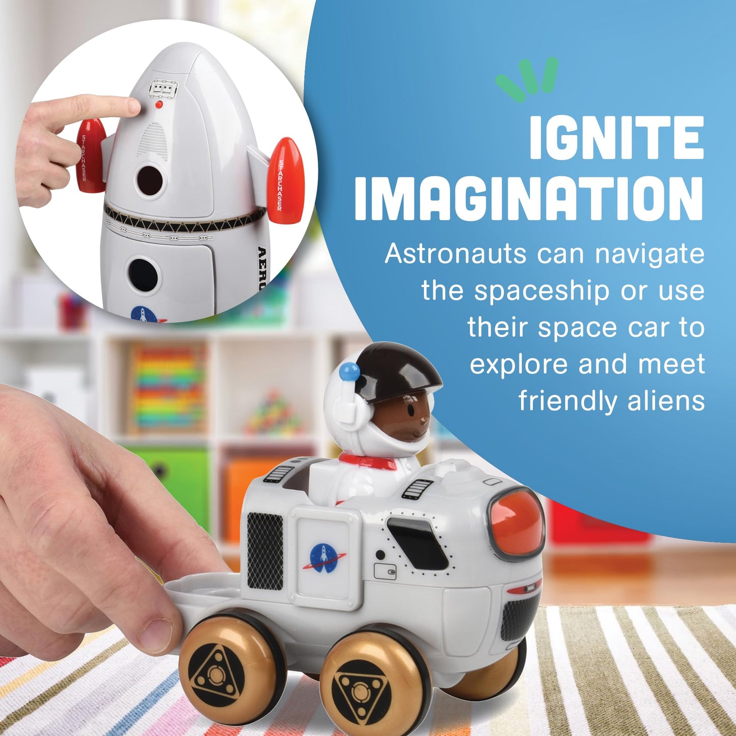 CP Toys Space Mission Rocket Ship Toy, Includes Astronaut Figurines, Aliens and Vehicle, Space Gifts, STEM Toddler Toys for Kids 3 Years and Older