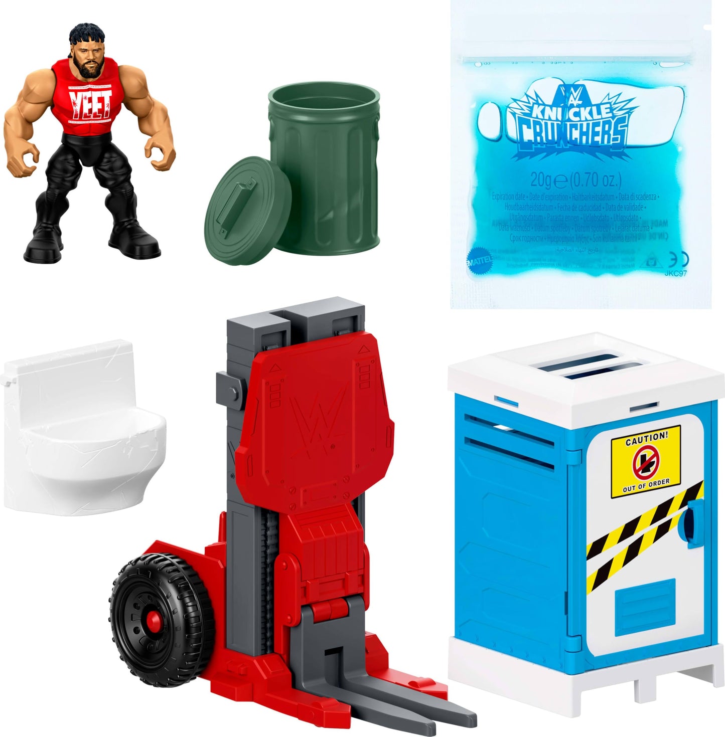 Mattel WWE Knuckle Crunchers Backstage Brawl Playset with, 5 Accessories Including Slime, 3.25-inch Collectible (Styles May Vary)
