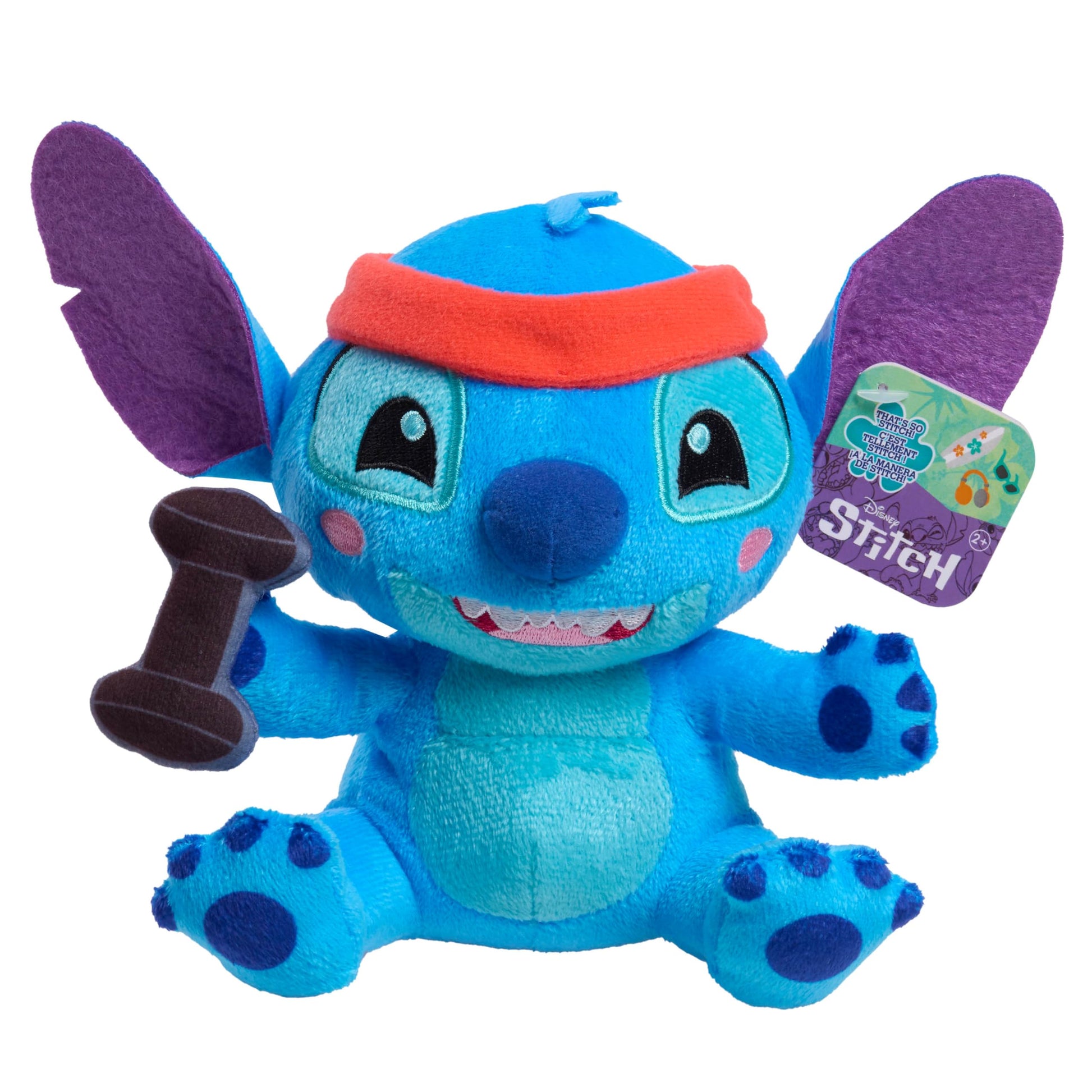 Disney Stitch that’s So Stitch Small 7-inch Plush with Barbell Stuffed Animal, Soft Material, Kids Toys for Ages 2 Up by Just Play