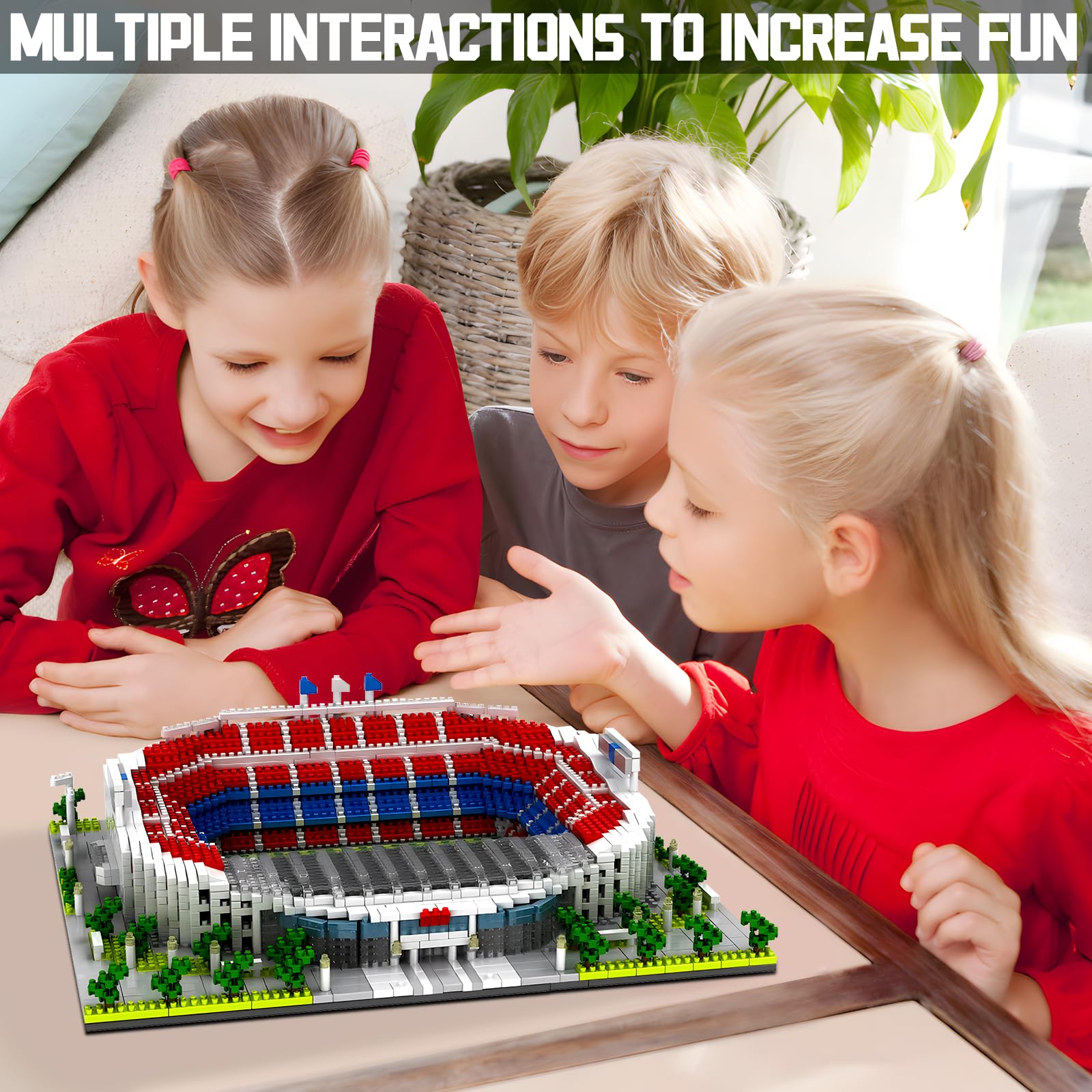 LANGLICHUN 2026 Upgraded Football Stadium Micro Building Blocks Set 3800 PCS Soccer Architecture Model Kit Sports Arena Brick Toy Creative Desk Decor