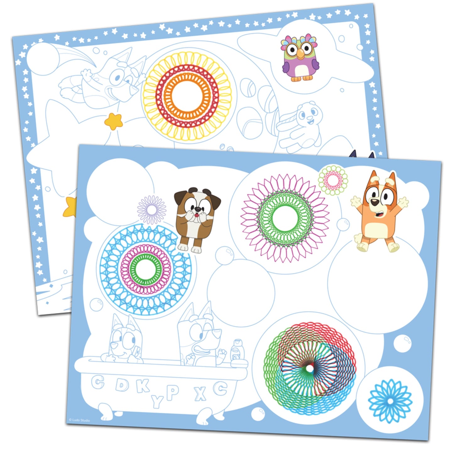 Spirograph Cyclex Set Bluey Drawing Kit, Arts and Crafts, Bluey Toys, Art Supplies, Stickers for Kids, Spiral Art, Markers, Design Sheet Included