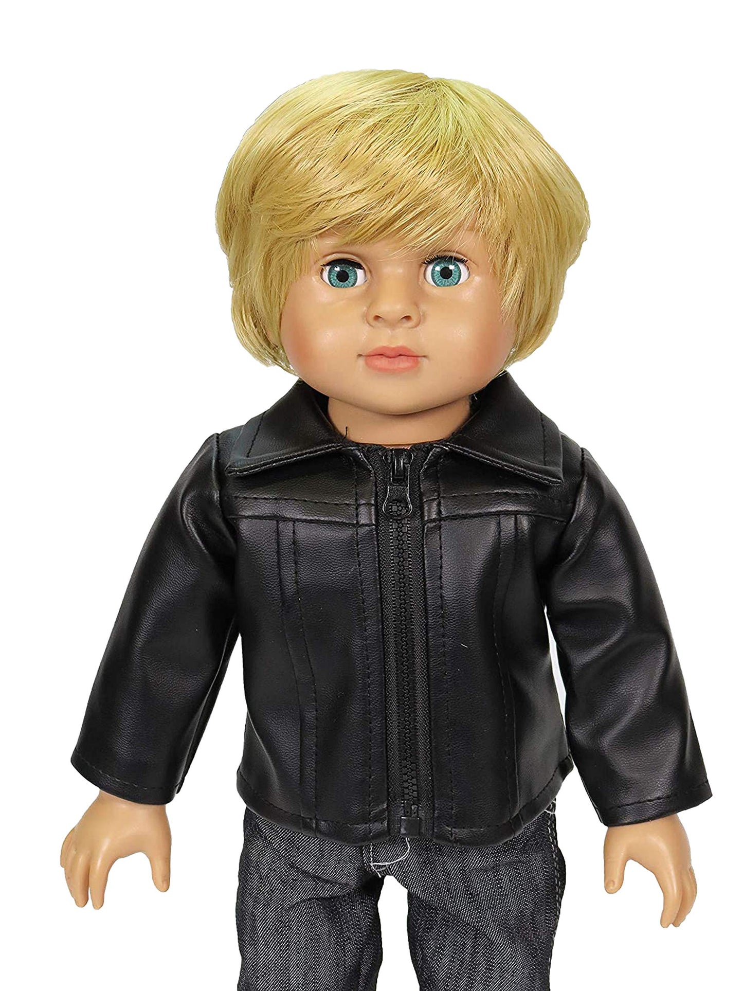 American Fashion World Black Leather Jacket made for 18 inch dolls such as American Girl Dolls