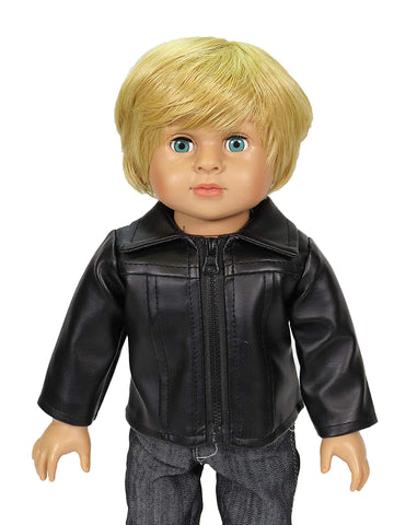American Fashion World Black Leather Jacket made for 18 inch dolls such as American Girl Dolls