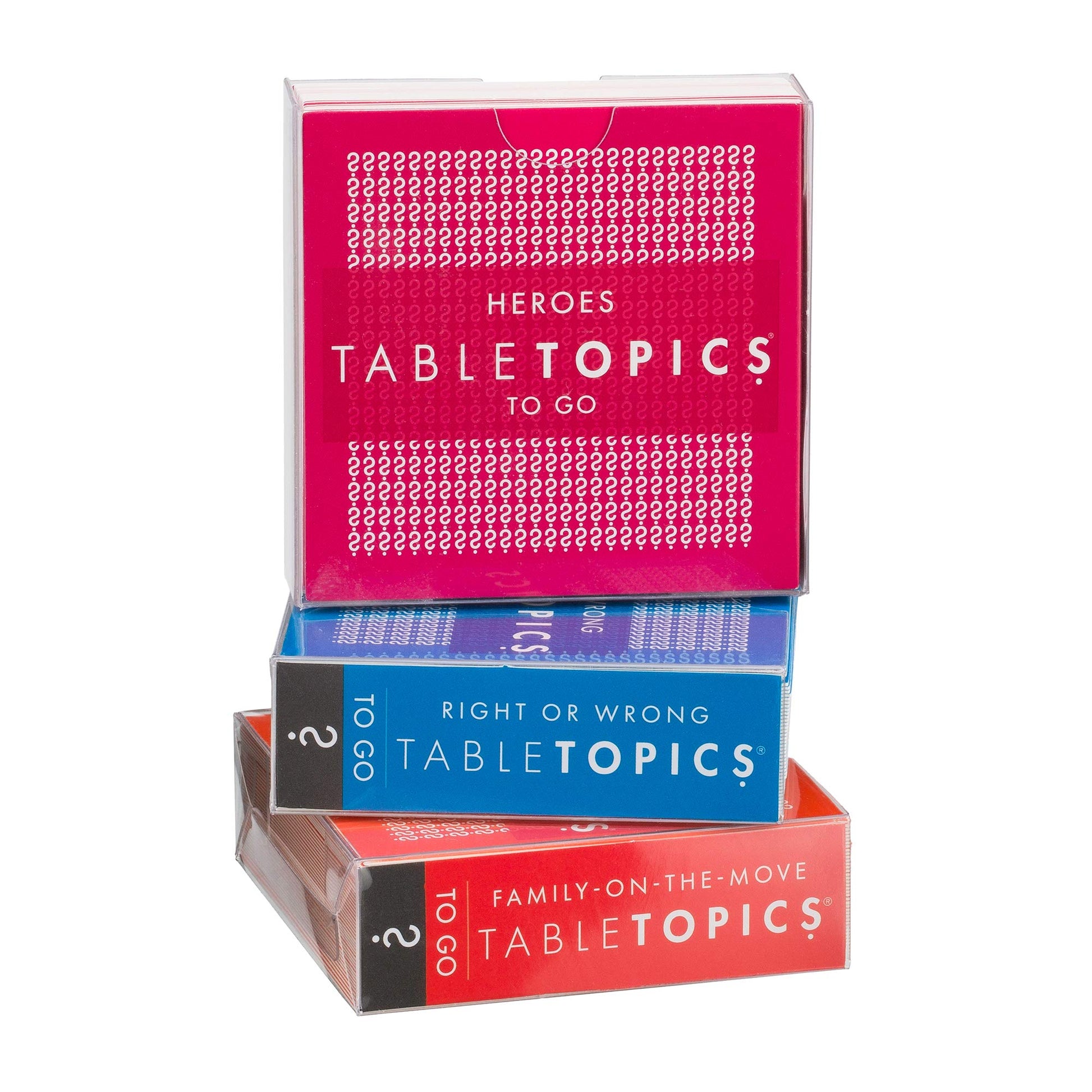 TableTopics Family Conversation Pack for Parent Child Connection, 120 Engaging Question Cards for Dinnertime, Car Rides, & Classrooms, Boxed Set of 3