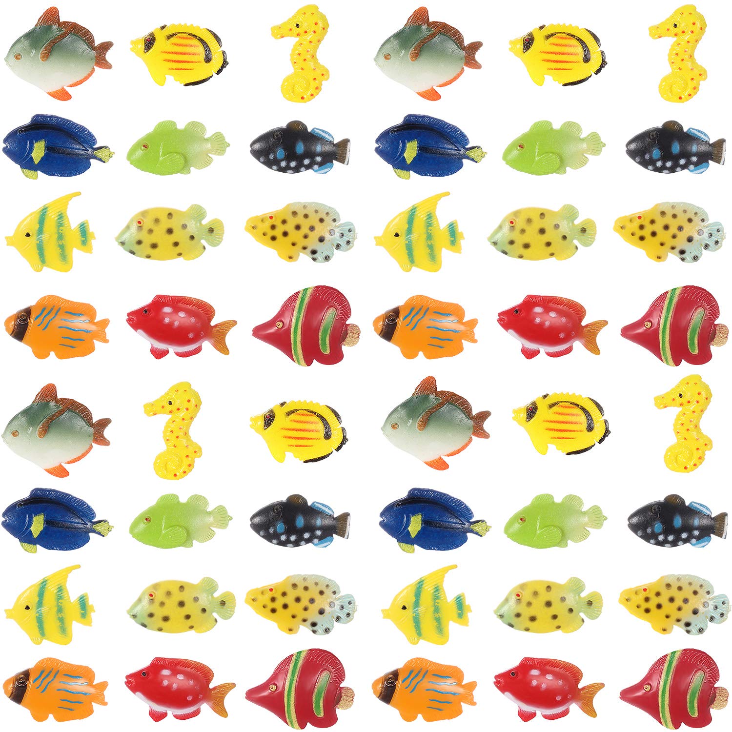 Boao 48 Pcs Small Plastic Fish Toys Assorted Mini Fish Party Favor for Kid