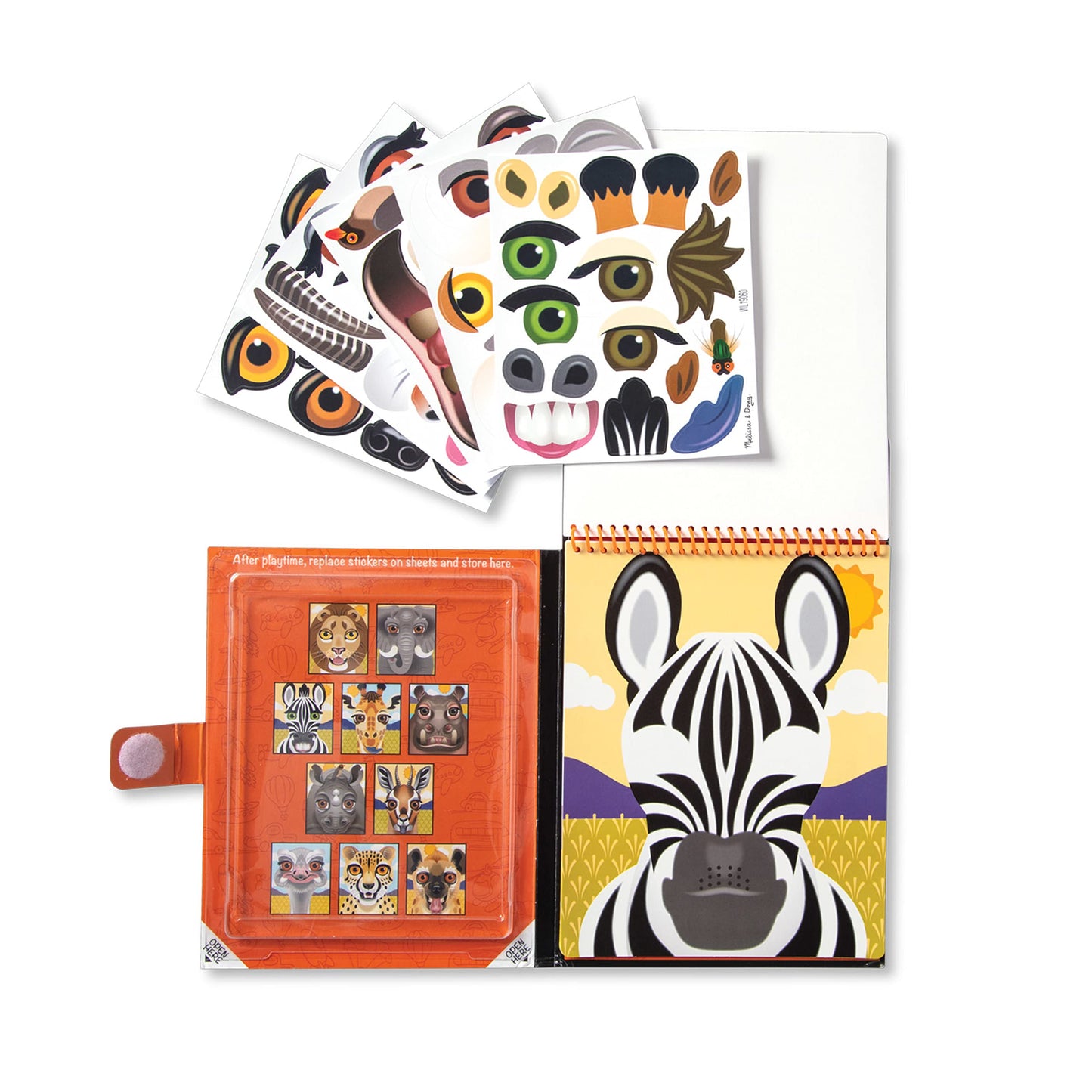 Melissa & Doug Make-a-Face Reusable Sticker Pad Animals 3-Pack (Safari, Farm, Pets)