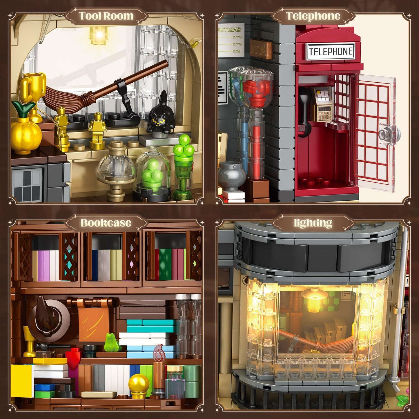 ROKAFU Magic Shop Building Block Set, Magic Shop Building Kit Playset, Wizard Shop Building Set 2-in-1 Playset, Xmas Gift for Ages 12 +, Wizard Gift