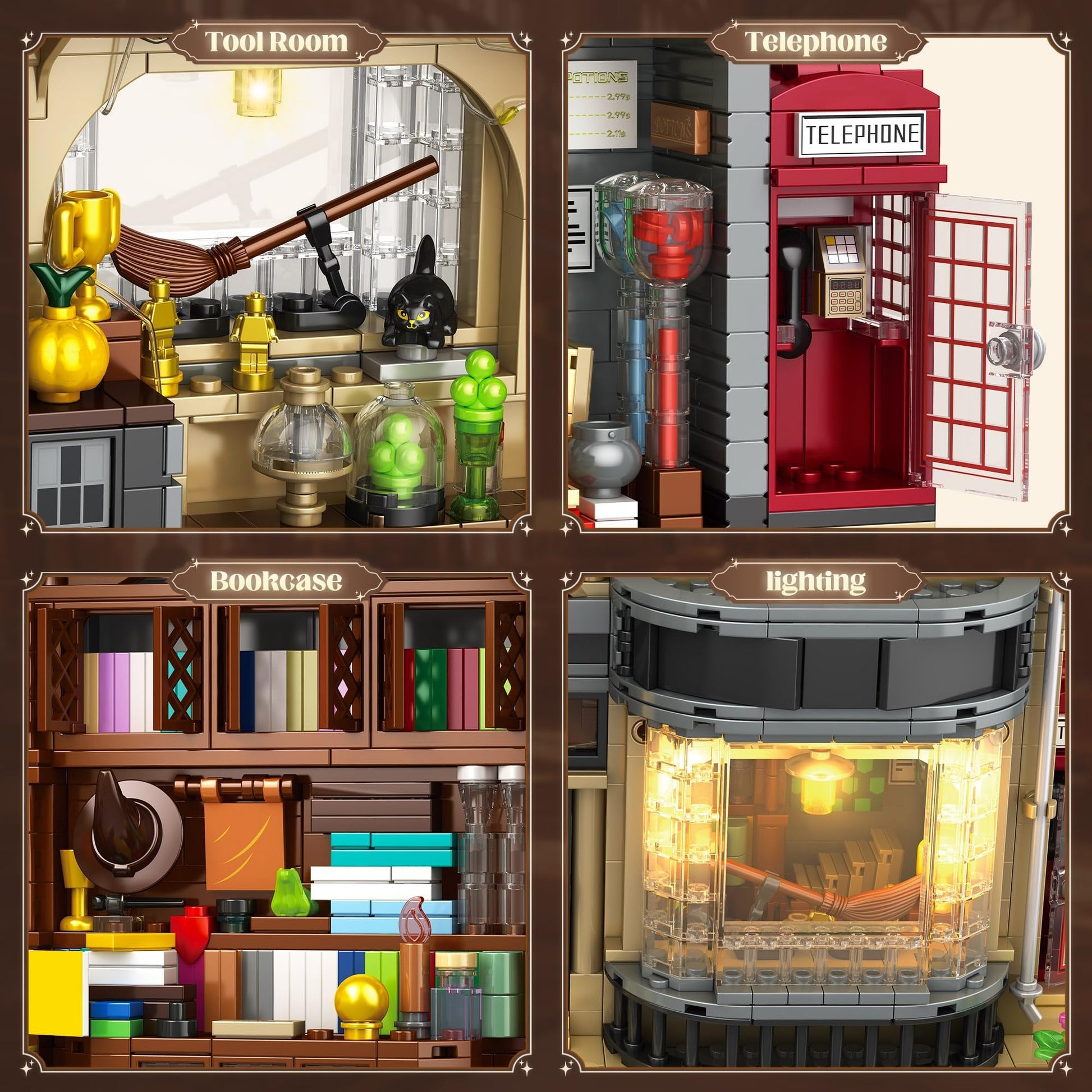 ROKAFU Magic Shop Building Block Set, Magic Shop Building Kit Playset, Wizard Shop Building Set 2-in-1 Playset, Xmas Gift for Ages 12 +, Wizard Gift