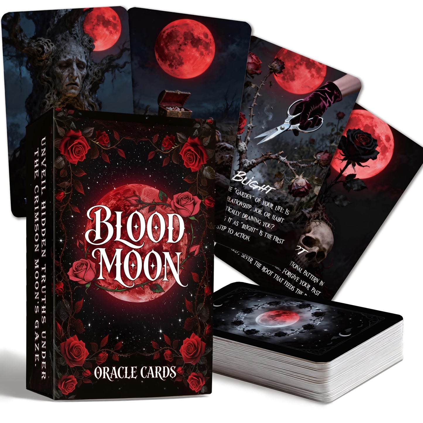 MISS FIRE Blood Moon Oracle Cards: 55-Card Deck for Rituals & Divination | Harness Lunar Eclipse Energy for Shadow Work, Powerful Magic & Profound