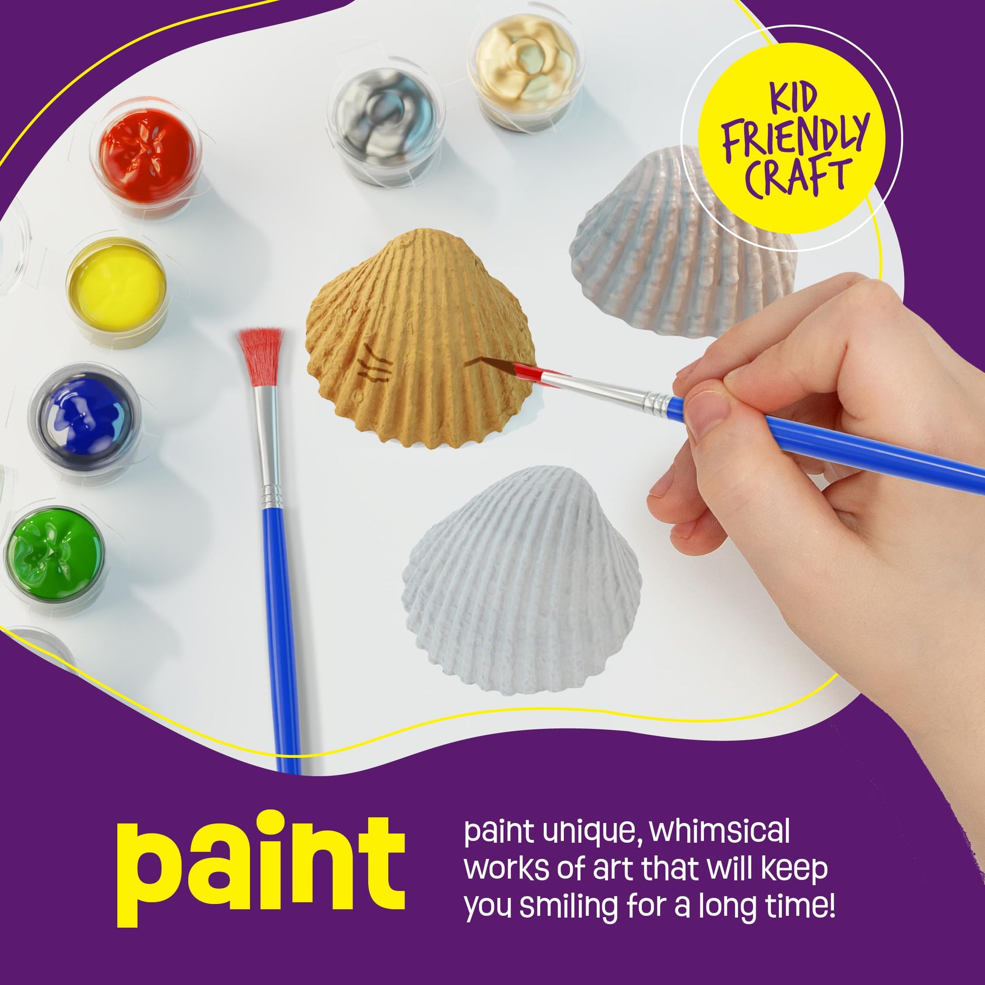 Dan&Darci Kids Sea Shell Painting Kit - Arts & Crafts for Kids - Gifts for Boys and Girls Ages 6-8, 8-12 - Craft Activities Kits - Creative Art