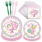 musaeva Pickleball Birthday Party Decorations Tableware, 96PCS Pickle Ball Disposable Pink Paper Plates and Napkins Decoration, Ball Theme Forks Decor