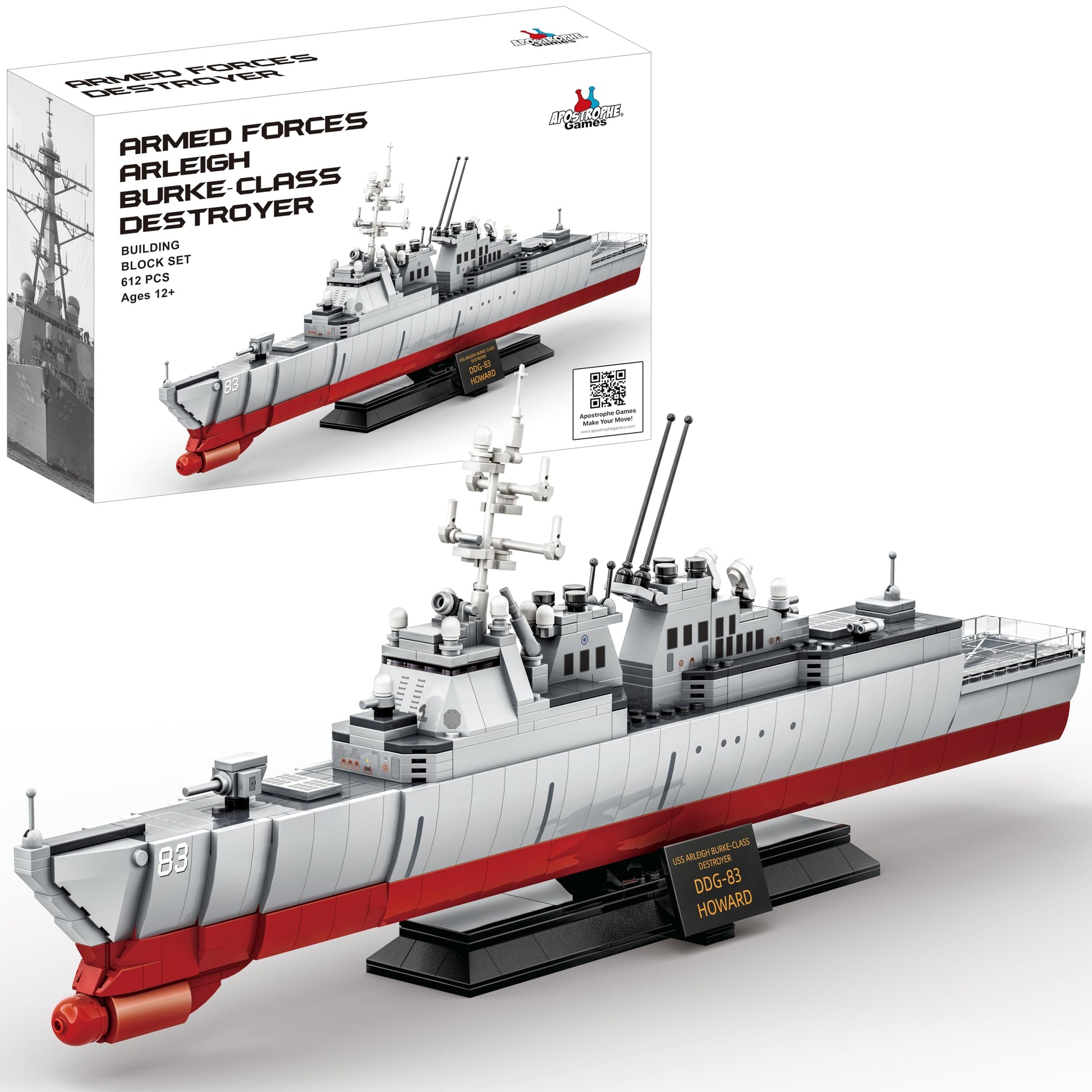 Apostrophe Games Navy Destroyer Building Block Set - 612 Pieces - Building Block Set for Kids and Adults - Compatible with All Building Bricks