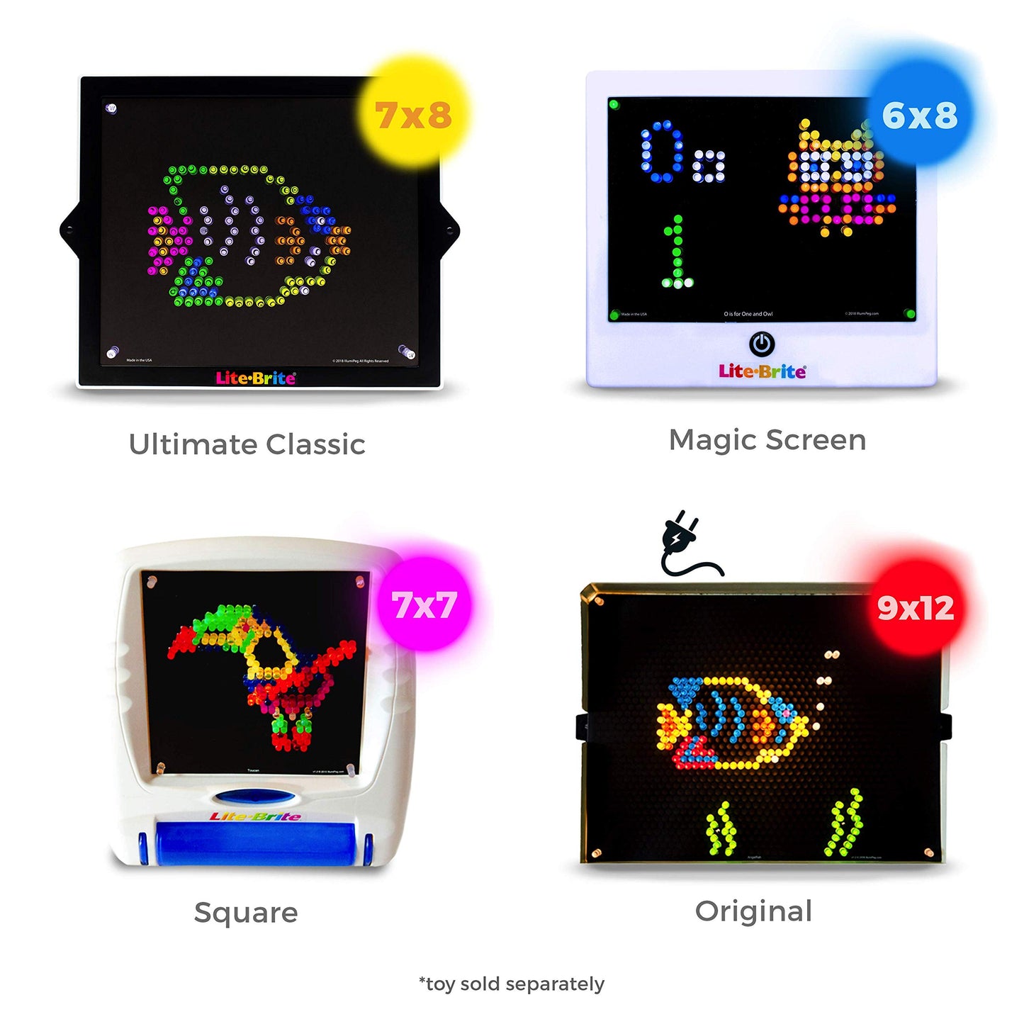 IllumiPeg Zoo Refill templates for Basic Fun Lite Brite Ultimate Classic (10 Sheets, 7x8)