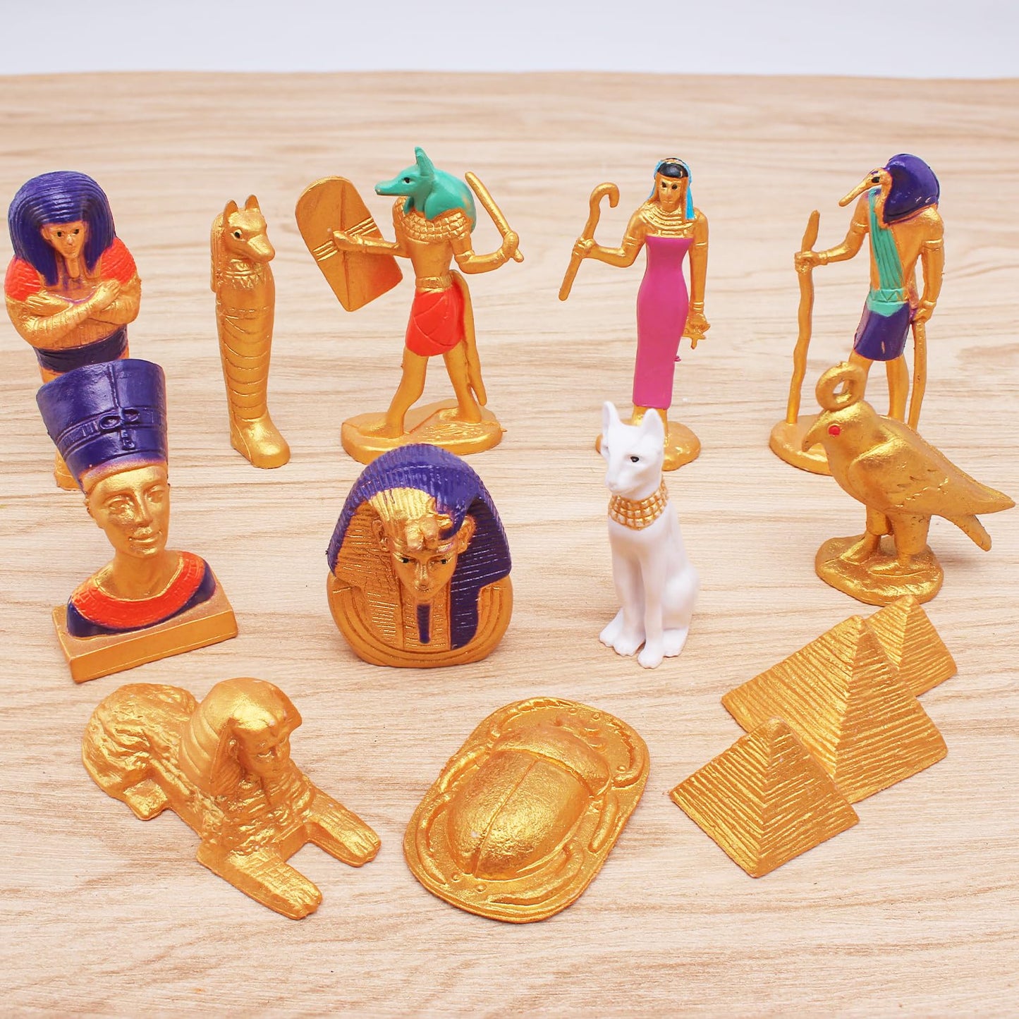 WONWONTOYS 12PCS Egyptian Figurines Set Egypt Pyramids Toys for Kids Egyptian Party Decorations Supplies Figures Egyptian Toys for Projects