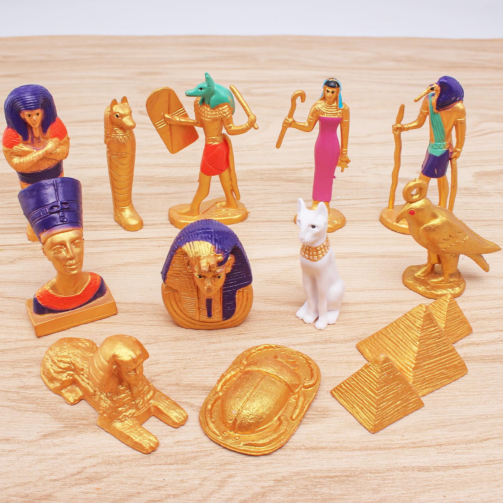 WONWONTOYS 12PCS Egyptian Figurines Set Egypt Pyramids Toys for Kids Egyptian Party Decorations Supplies Figures Egyptian Toys for Projects