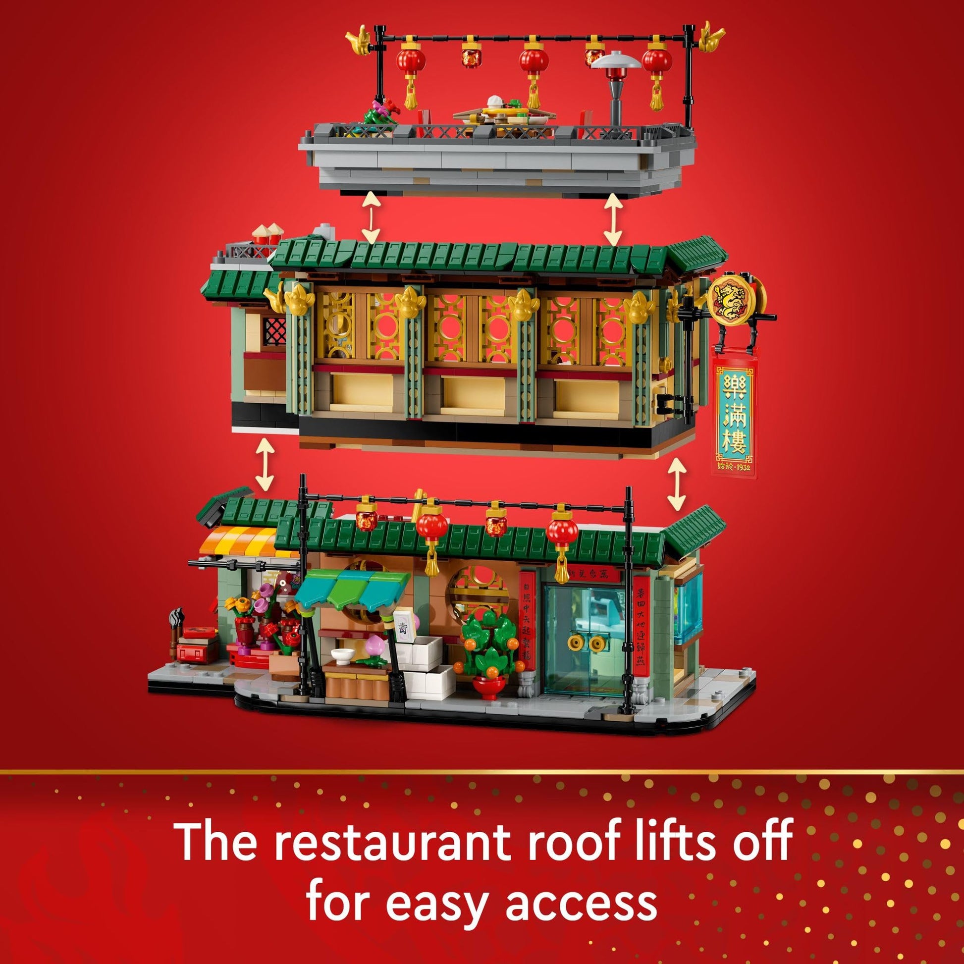 LEGO Spring Festival Family Reunion Celebration Building Toy for Kids, Restaurant Playset with Toy Kitchen and 13 Minifigures for Pretend Play, Gift