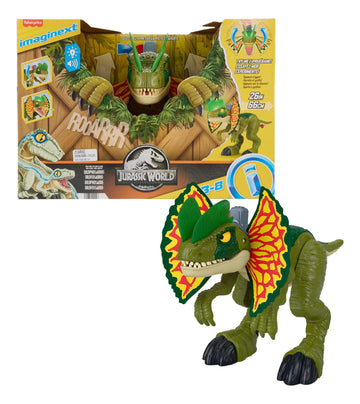 Fisher-Price Imaginext Jurassic World Dinosaur Toy Thrash Attack Dilophosaurus 16+ Inch with Lights & Sounds for Pretend Play Kids Ages 3+ Years