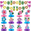 Karror 14 Pcs Tropical Hibiscus Honeycomb Table Centerpieces,Two-Sided Aloha Luau Table Toppers,Hawaiian Beach Party Decor for Summer Birthday