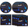 Happy Birthday Decorations Navy Blue Black Birthday Party Decorations Disposable Paper Plates and Napkins for Women Men Baby Shower Supplies