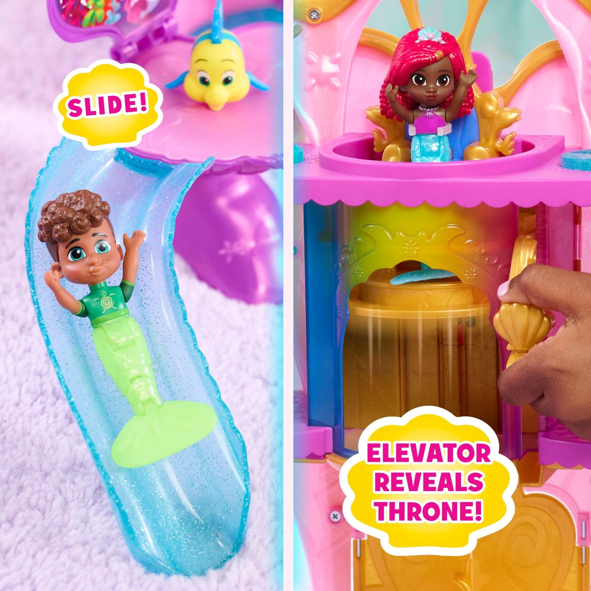 Disney Junior Ariel Deluxe Atlantica Palace Playset and 4-inch Figures, Lights and Sounds, 20-pieces, Kids Toys for Ages 3 Up by Just Play