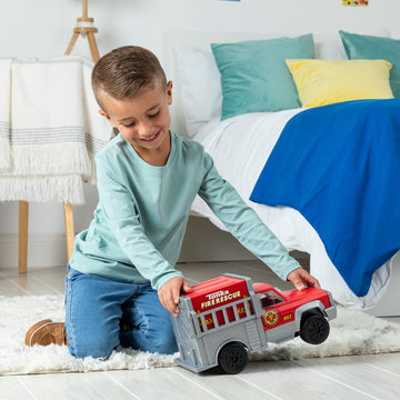 Tonka Steel Classics Fire Rescue Truck - Made with Steel & Sturdy Plastic, Red Toy Construction Truck, Boys and Girls, Kids, Toddlers, Ages 3+
