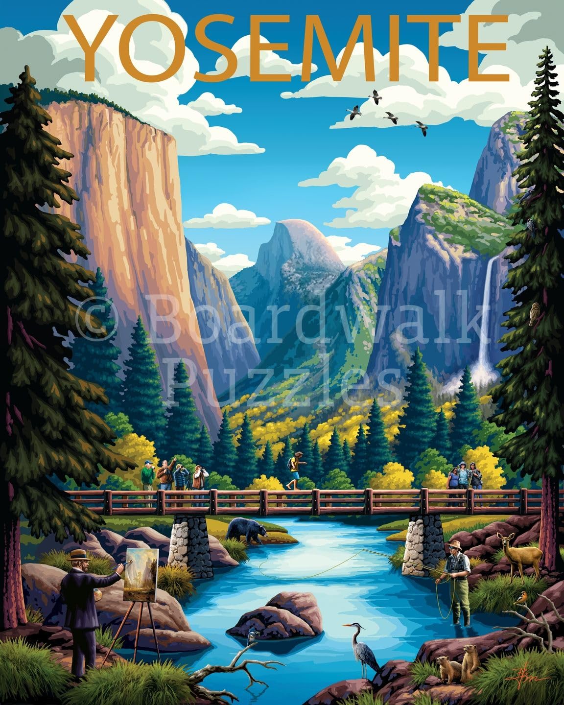 Boardwalk Yosemite 500 Piece Jigsaw Puzzle Scenic California National Park Puzzles with Premium Box, Gift for Adults and Family 16"x20"