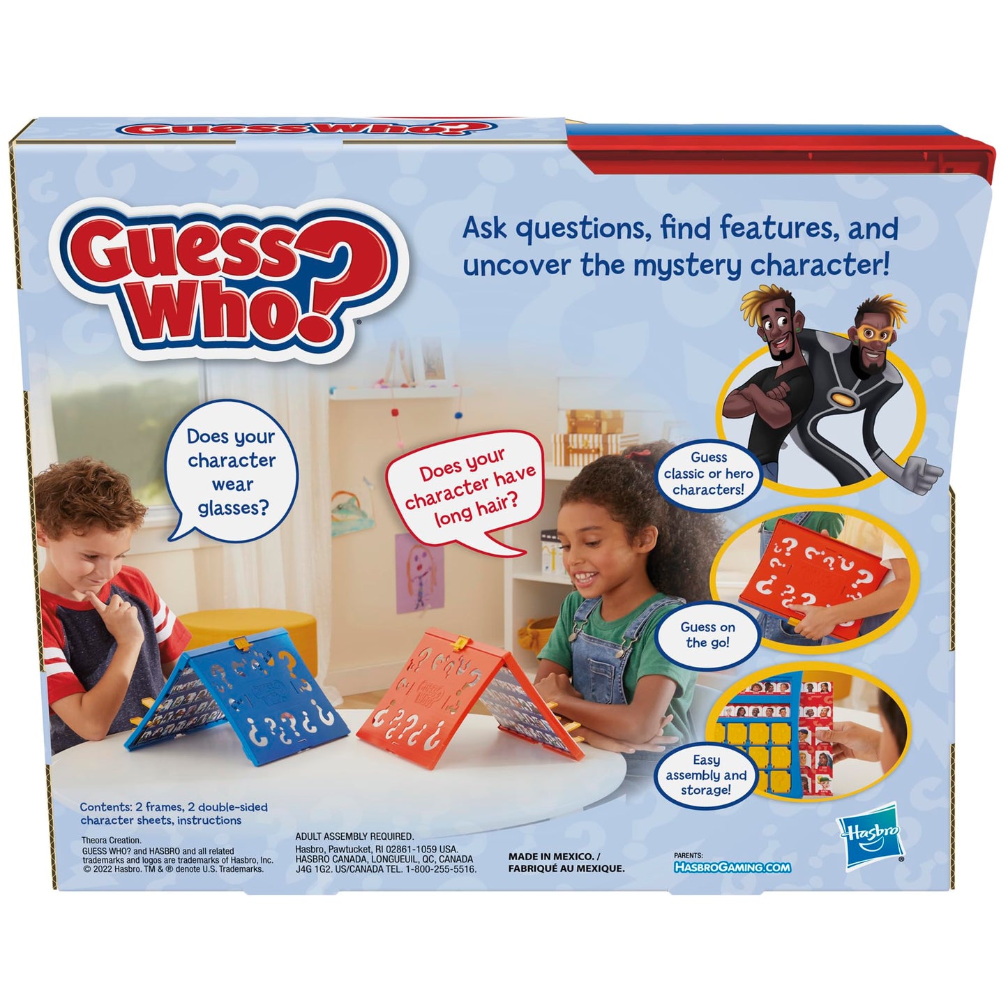 Hasbro Gaming Guess Who? Original,Easy to Load Frame,Double-Sided Character Sheet,2 Player Board Games for Kids,Guessing Games for Families,Ages 6