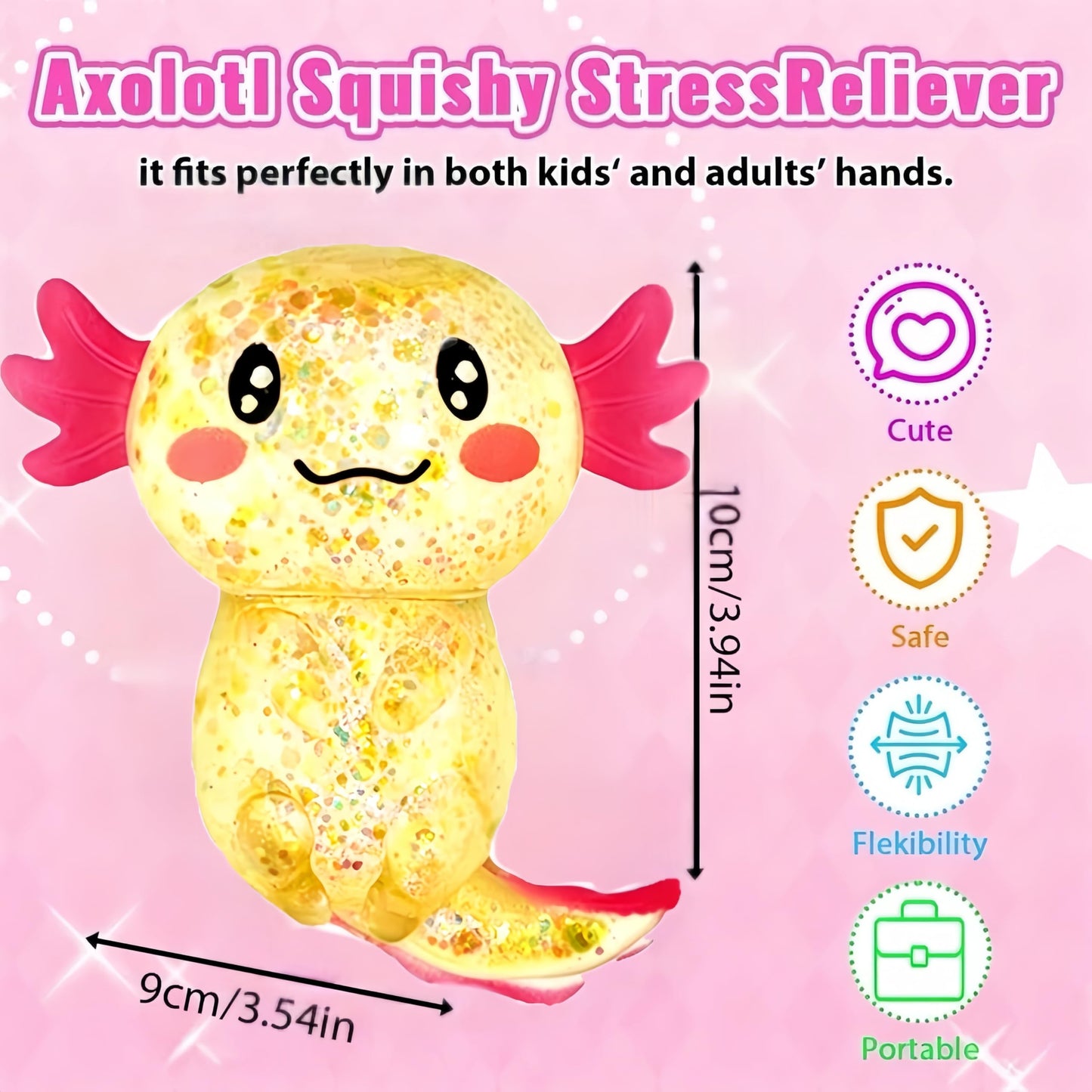 Axolotls Sensory Fidget Toy Sensory Squeeze Toy for Stress Relief, Soft Squeeze Decompression Dough for Adults Classroom Prizes & Party Favors (Pink)