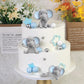 32 PCS Elephant Cake Decoration with Mini Elephant Blue White Pearl Balls for Elephant Theme Birthday Supplies (BLUE)