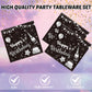 40PCS Birthday Party Decorations Black Silver Happy Birthday Party Disposable Tableware Kit Included Paper Plates and Napkins Set for Men Women