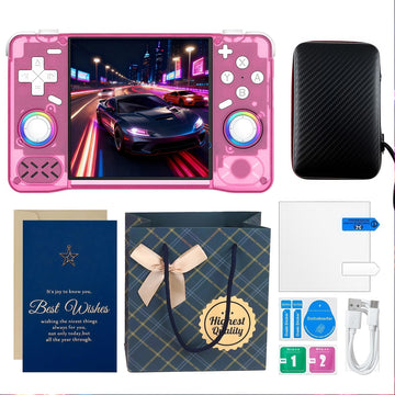 XF40H Retro Handheld Game Console 4 Inch IPS Screen 128GB Linux (Pink)