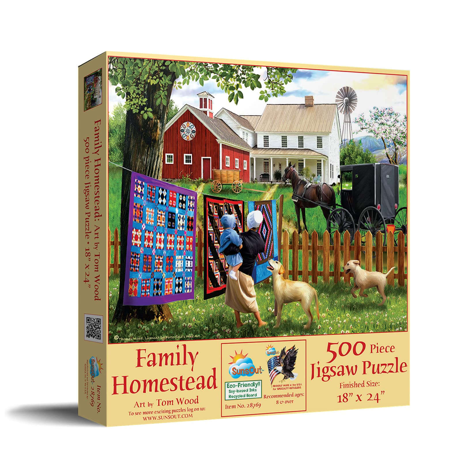 SUNSOUT INC - Family Homestead - 500 pc Jigsaw Puzzle by Artist: Tom Wood - Finished Size 18" x 24" - MPN# 28769