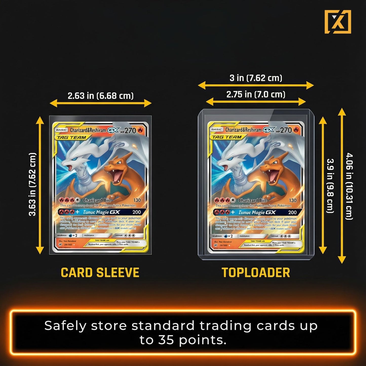 X PRO 3" x 4" Toploader and Soft Sleeve Combo, 100 Ct. Toploader, 100 Ct. Soft Sleeve | 3" x 4" Baseball Card Protectors | Trading Card Holder