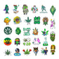 90 pcs Smoking Green Sticker Pack - Use as Cannabis Weed Leaf Stickers, Trippy Stoner Stickers, Marijuana 420 Theme Decors on Bong, Skateboard