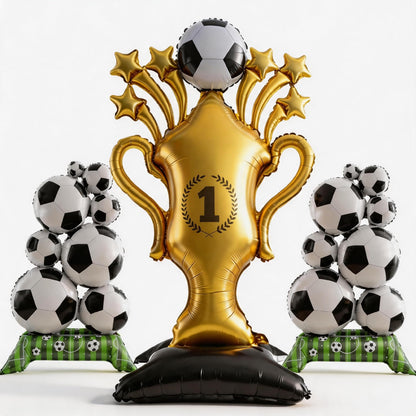 Soccer Ball Balloons & Trophy Set - 59 Inch Large Foil Balloons Balls and Trophies, Soccer Party Decorations for World Cup Soccer Events, 2026