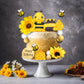 17 PCS Bee Cake Topper Happy bee day Cake Topper Honeycomb Sunflower Cake Decoration for Honeycomb Theme Birthday Party Supplies
