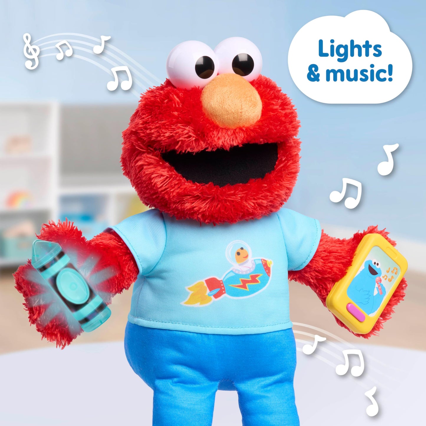 Sesame Street 13-Inch Learning Elmo Plush with Lights, Sounds & Motion, 50+ Phrases, Kids Toy