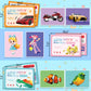 3 Packs in 1 Large Sticker Paint Books for Kids Ages 4-8, Create 24 Pictures, Perforated for Easy Tearing Vehicle & Princess & Animal, Sticker by
