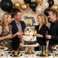 50th Birthday Cake Topper for Men and Women, Happy 50th Birthday Decorations, Gold and Black 50 Cake Topper for Mens 50th Birthday Party Decor, Cool