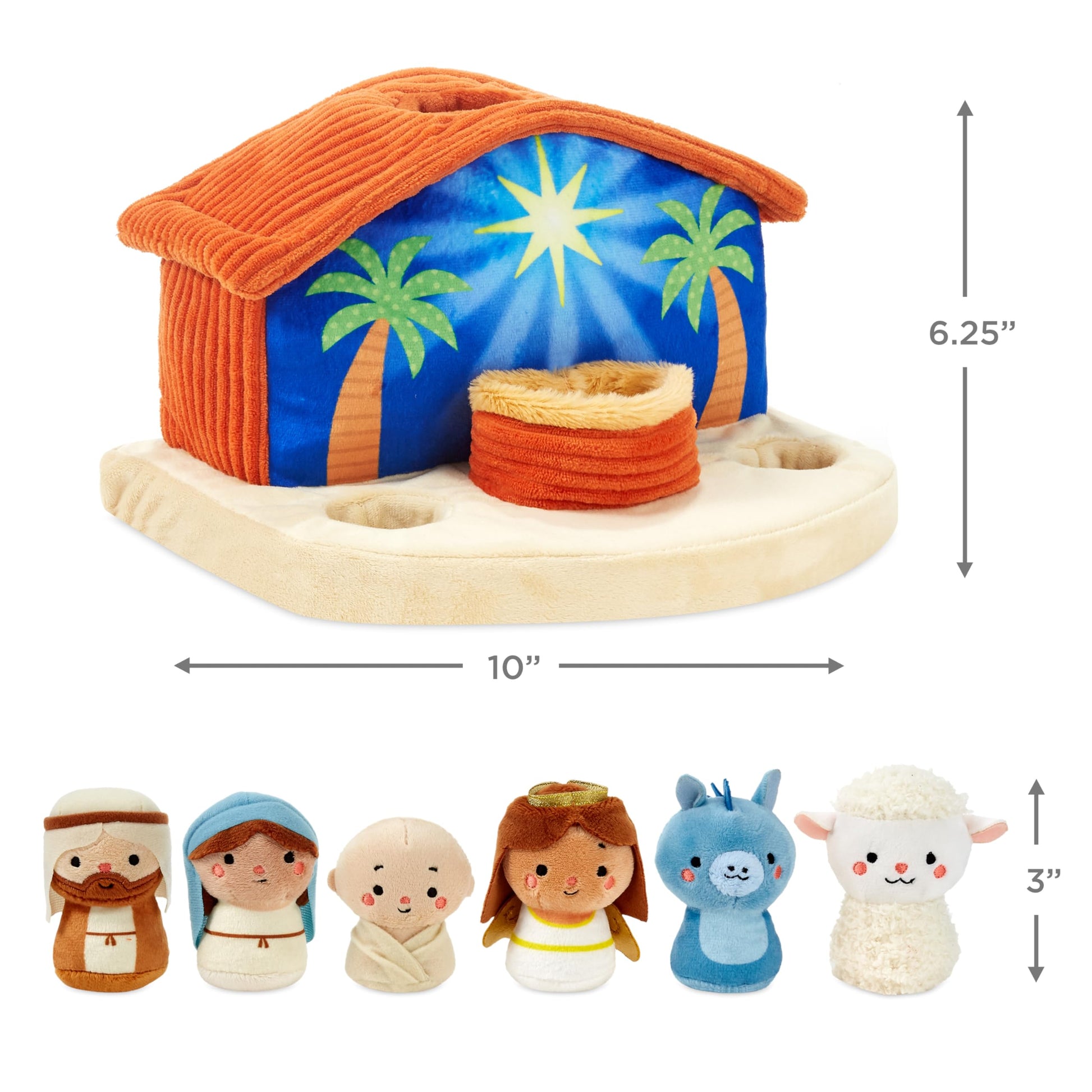 Hallmark Nativity Scene Plush Toy (Manger with Baby Jesus, Mary, Joseph, Angel, Animals) for Kids, Grandchildren