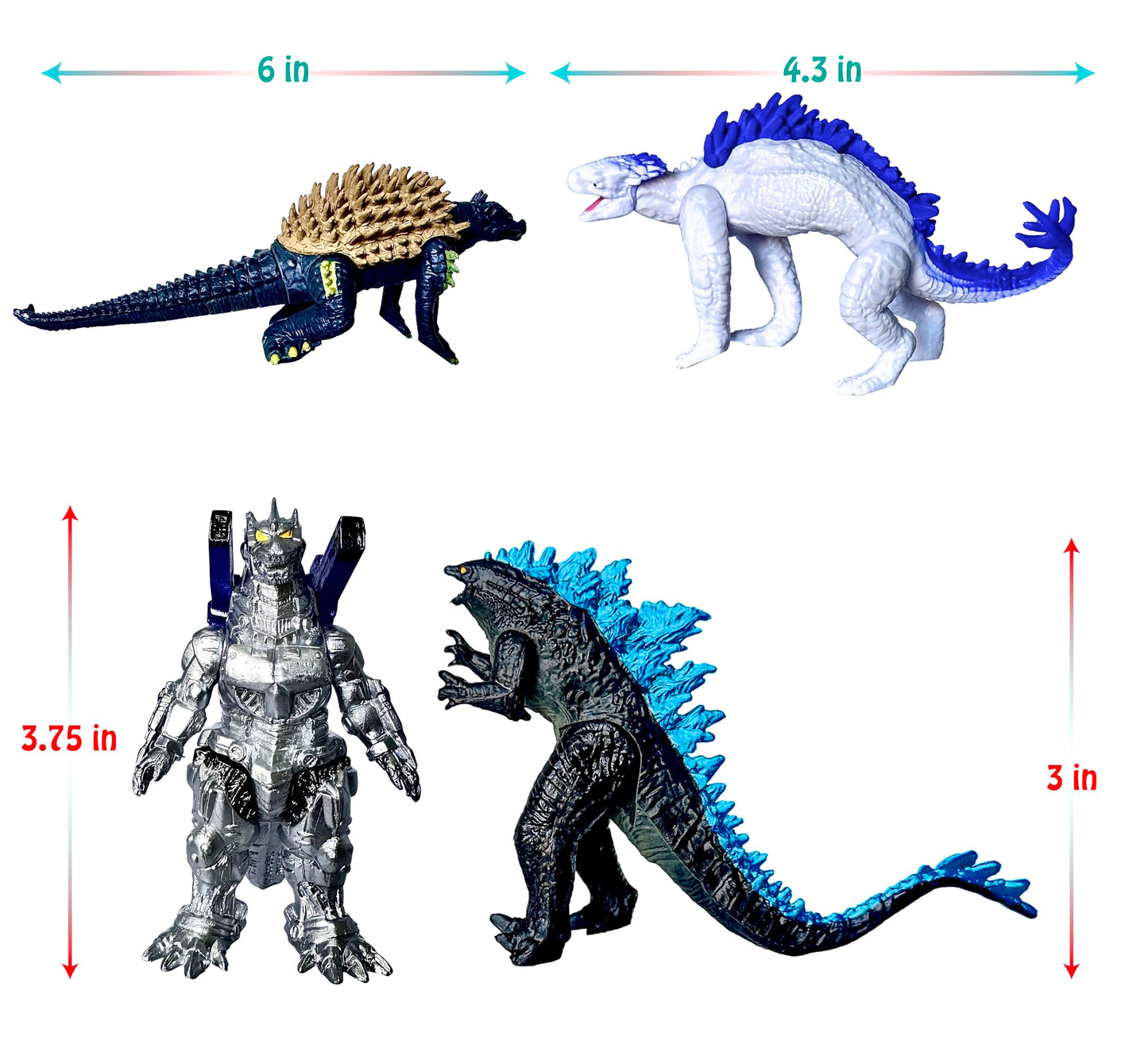 TwCare Set of 12 Godzilla x Kong: The New Empire, Dinosaur Dragon Toys Action Figures, Evolved Basic Exquisite Battle Roar B.E.A.S.T. Glove Shimo