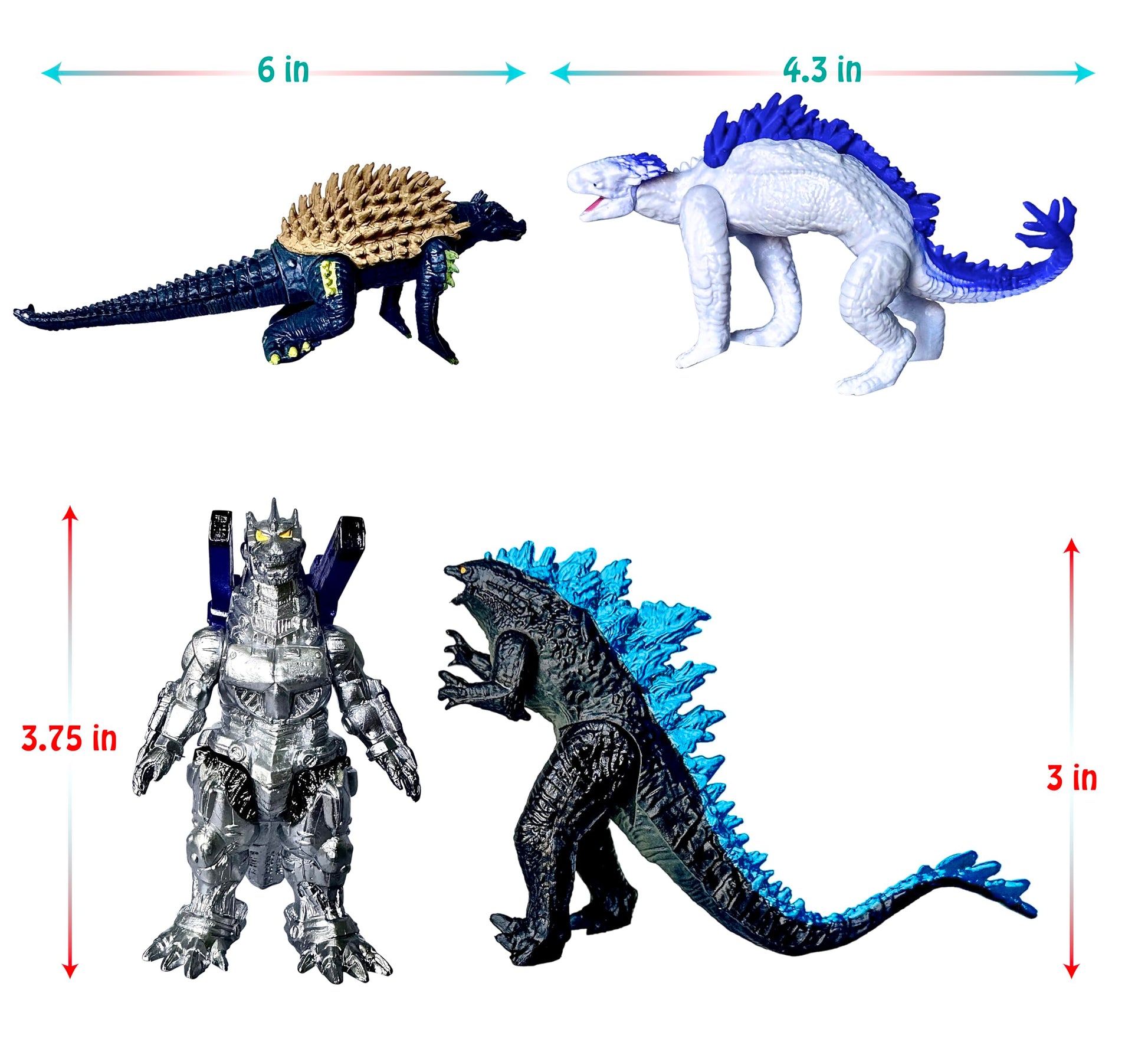 TwCare Set of 12 Godzilla x Kong: The New Empire, Dinosaur Dragon Toys Action Figures, Evolved Basic Exquisite Battle Roar B.E.A.S.T. Glove Shimo